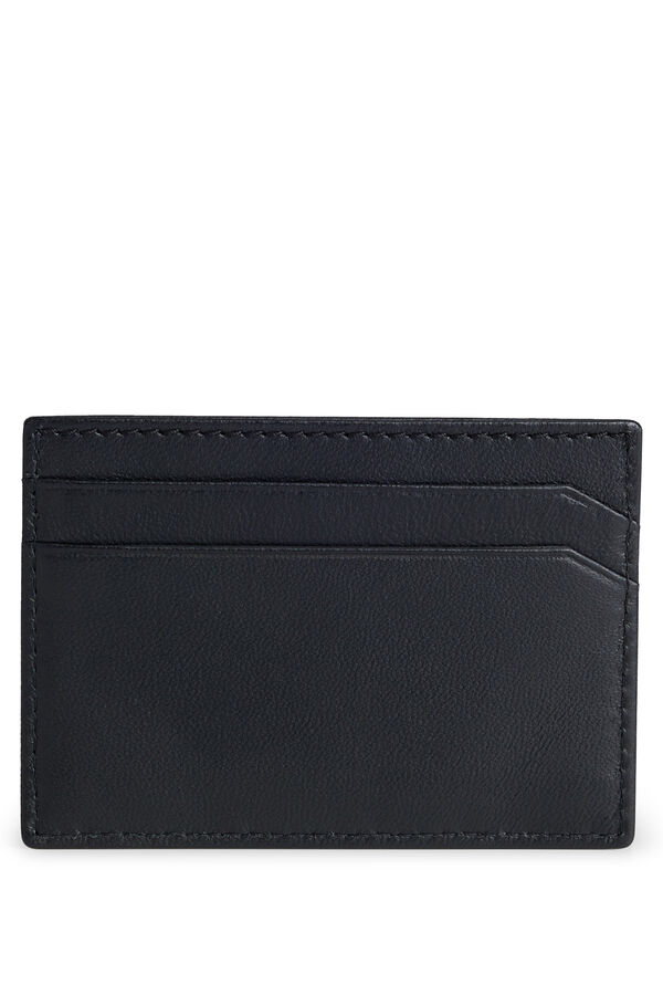 Cortefiel Nappa leather cardholder with stacked logo Black