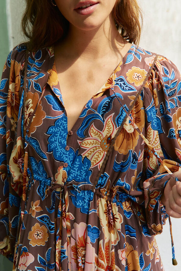 Jaase Vestido longo Catalonia com estampado de terra Multicolorido