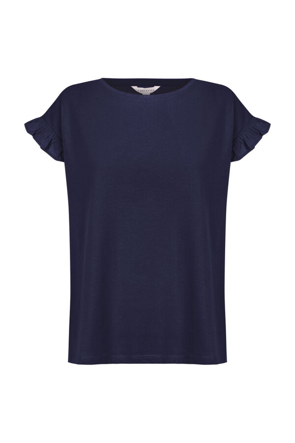 Cortefiel T-shirt básica folhos Azul