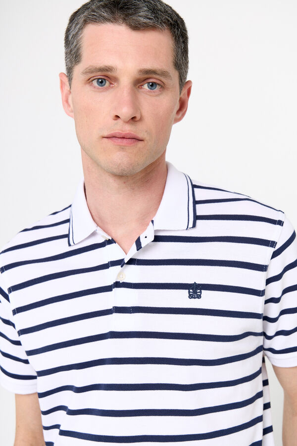 Cortefiel Striped polo shirt with tipping Navy