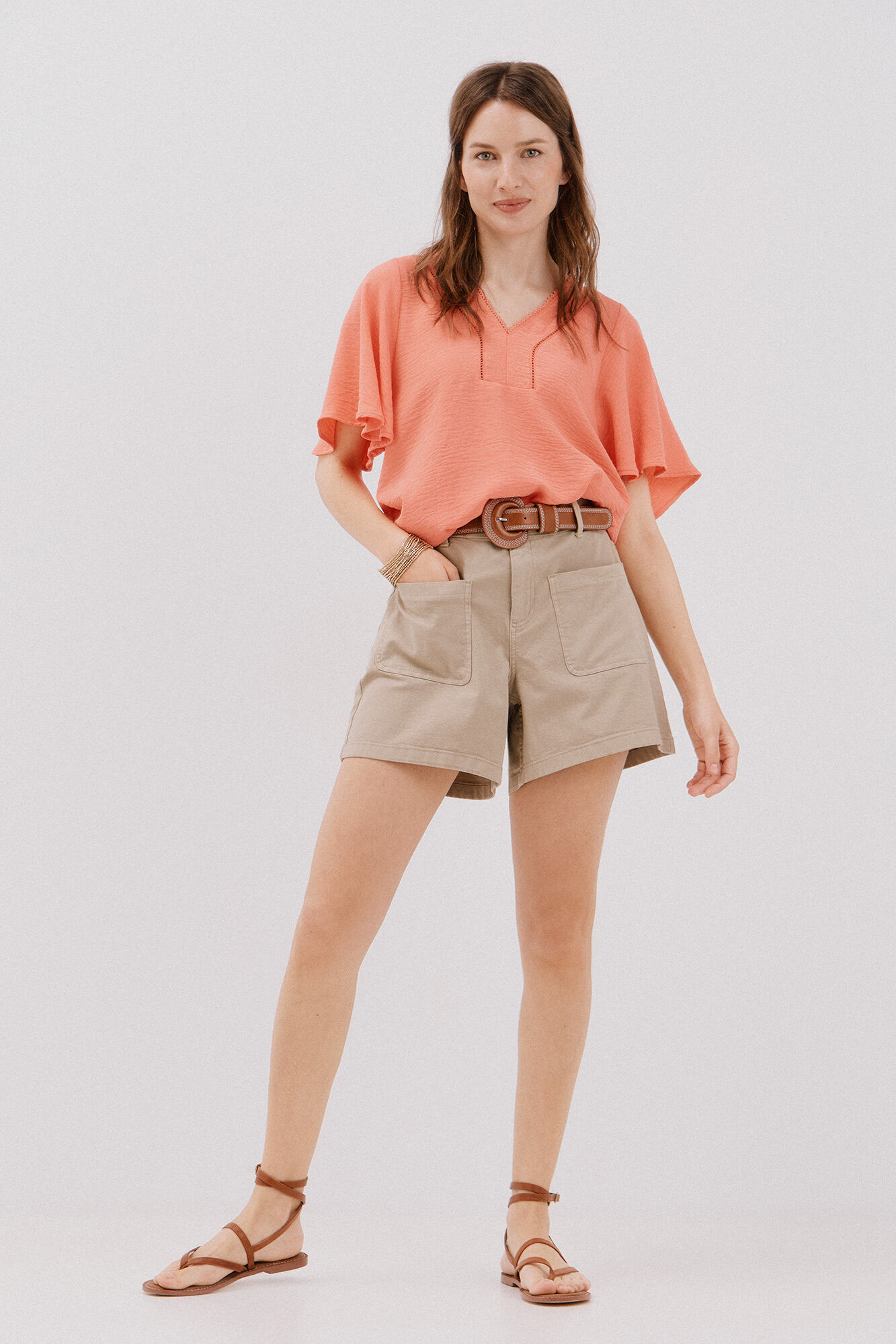 Cortefiel lace blouse with ruffles