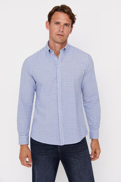 Cortefiel Dyed checked shirt Blue