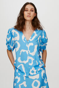 Cortefiel Ecovero blouse with balloon sleeves Blue