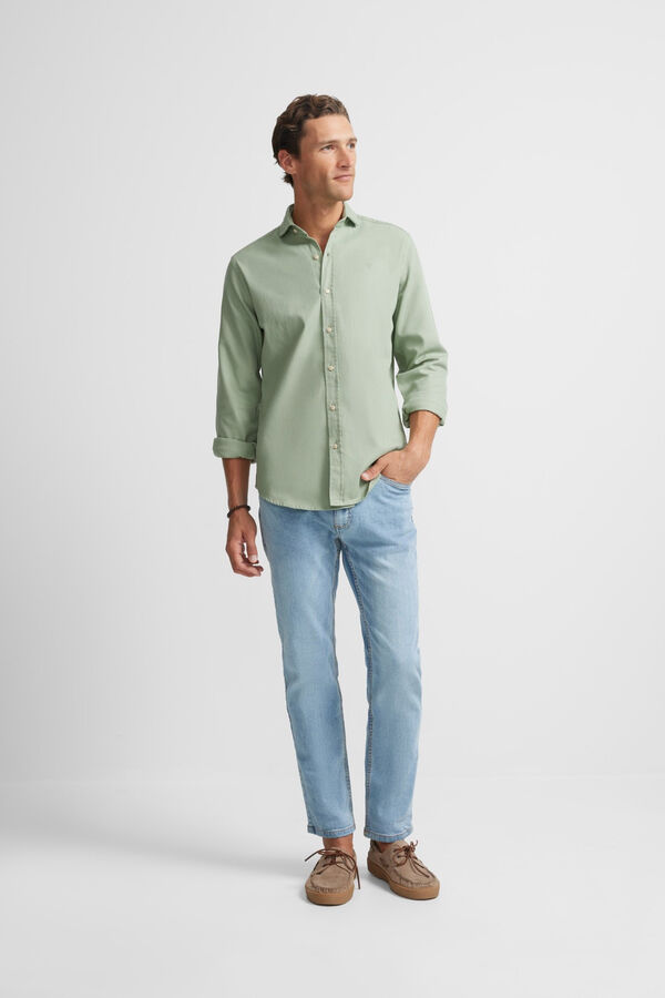 Cortefiel Plain micropique sport shirt Green