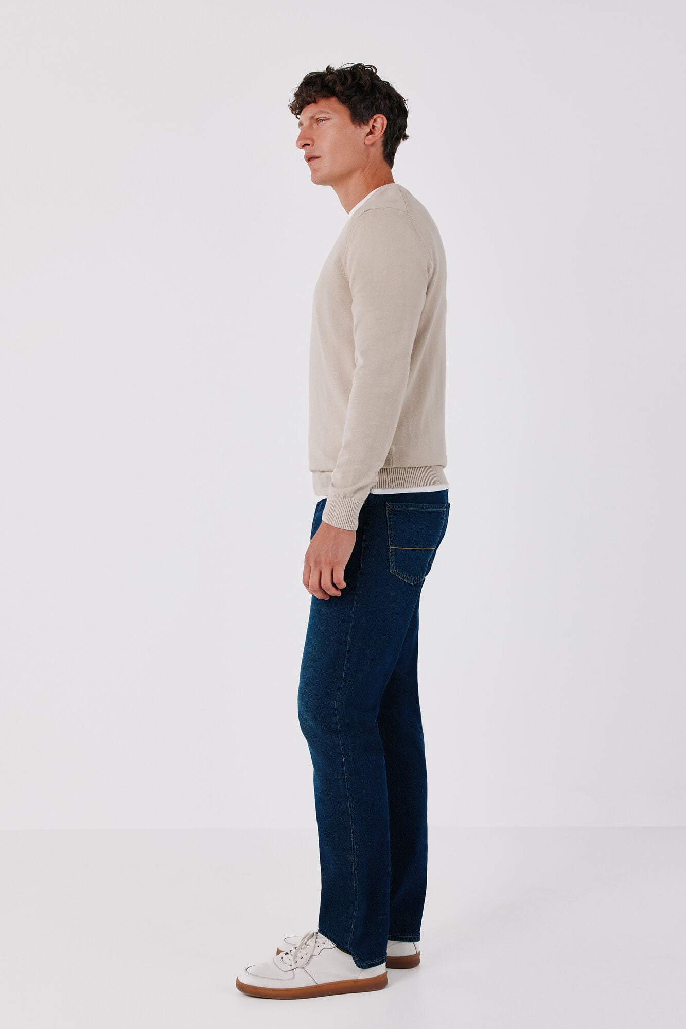 Cortefiel Cotton fine knit V-neck jumper