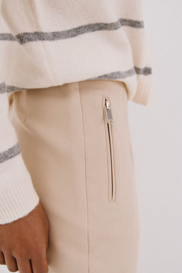Cortefiel Zippered pants Beige