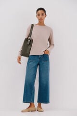 Cortefiel striped chenille t-shirt Beige