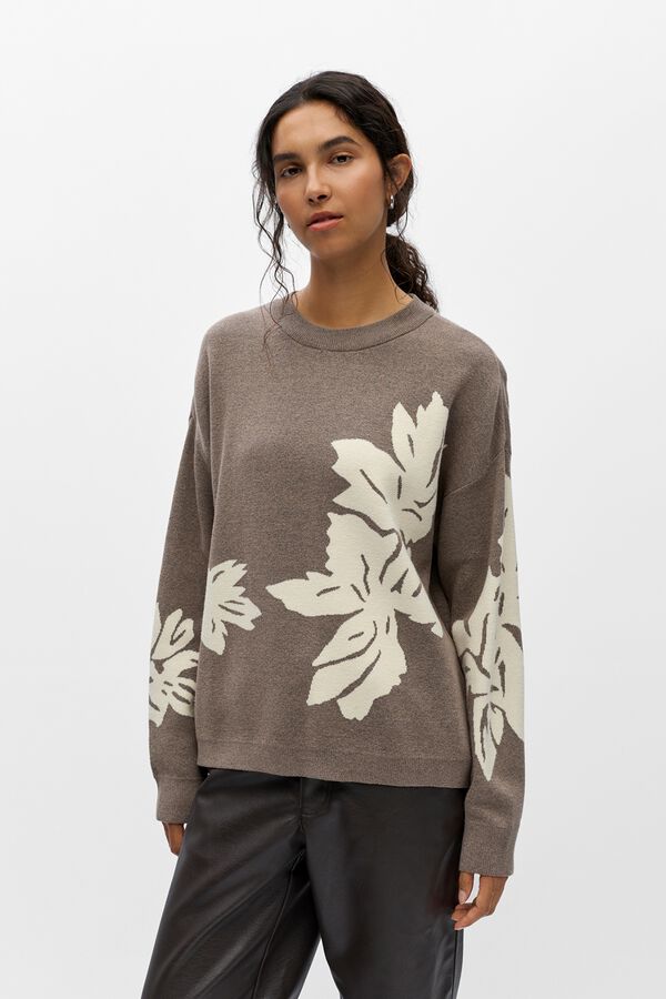 Object Camisola de malha estampada Castanho