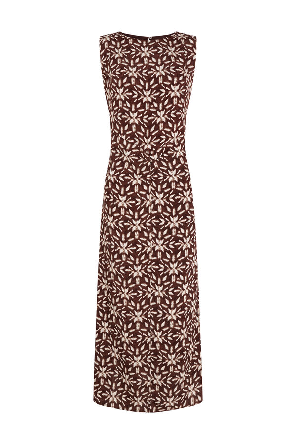 Slowlove Vestido estampado com franzido Castanho