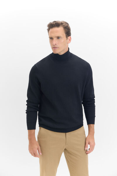 Cortefiel Cotton/silk cashmere high neck jumper  Black