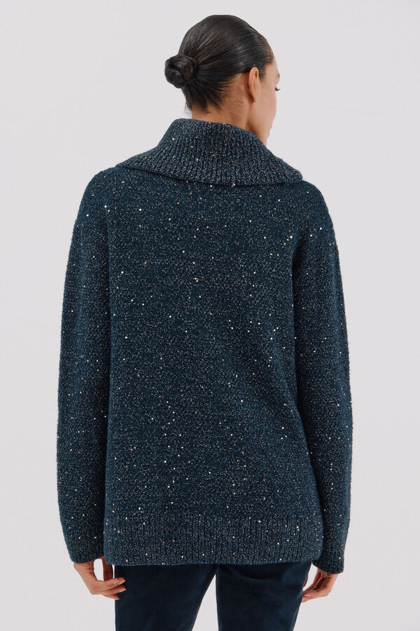 Cortefiel Jersey punto lentejuelas Navy