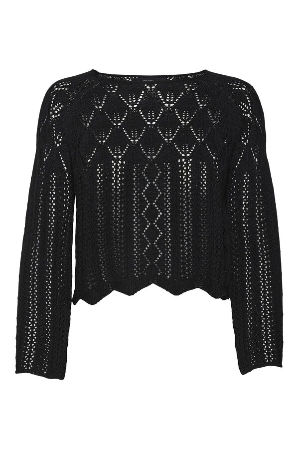 Vero Moda Camiseta feminina de manga comprida de malha Preto
