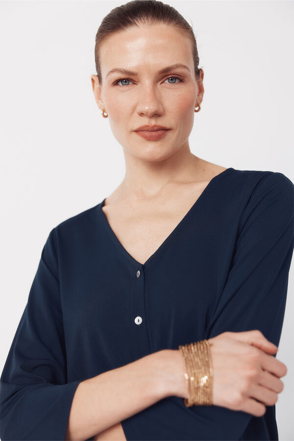 Cortefiel V- neckline top with buttons Navy