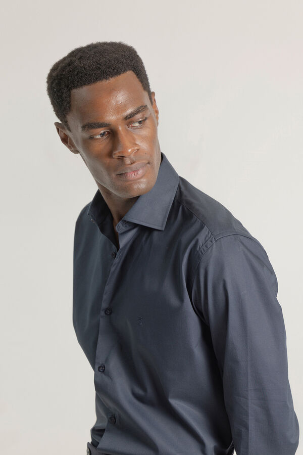 PuroEGO Camisa social de popeline de regular fit Azul