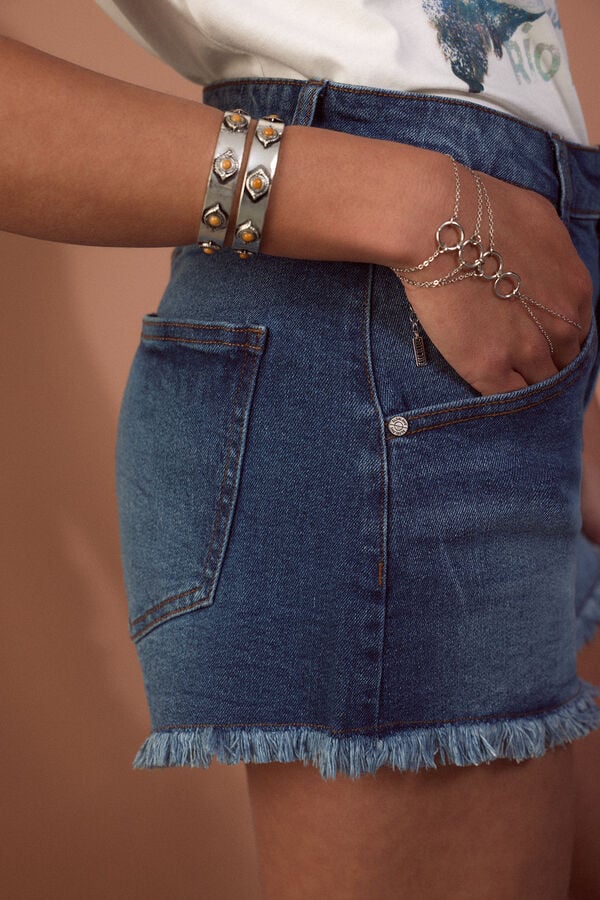 Slowlove Short vaquero desflecado Azul oscuro