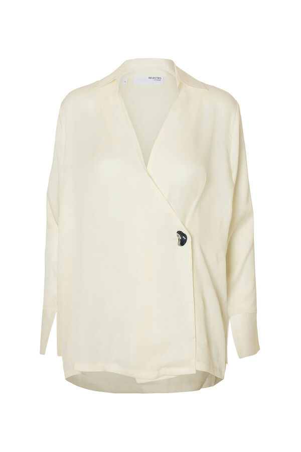 Selected Blusa gola V com detalhe metálico  Branco