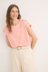 Cortefiel Basic t-shirt with buttons Coral