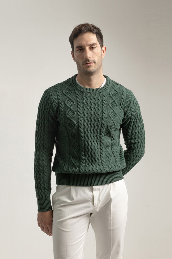 PuroEGO Suéter Aran com gola redonda Verde