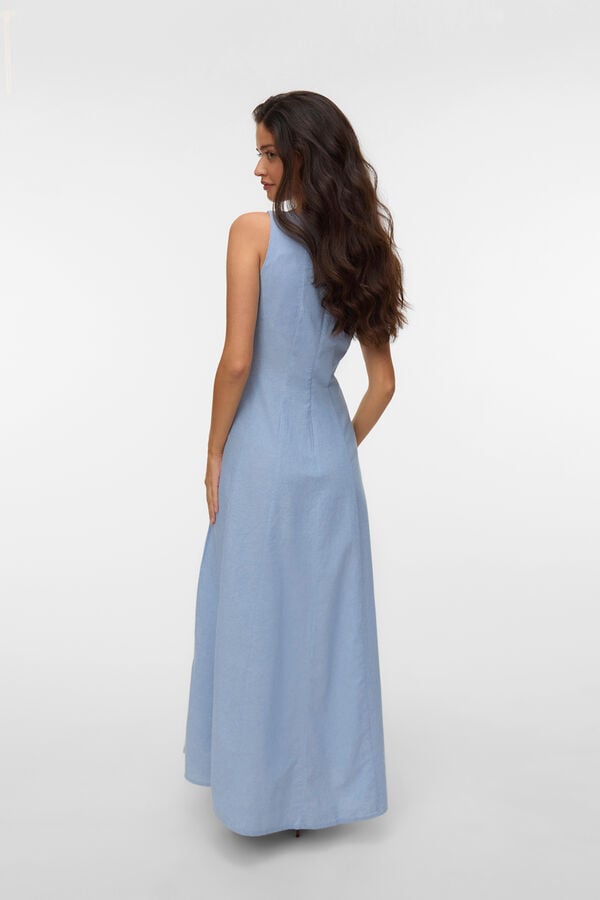 Vero Moda Vestido comprido em algod&atilde;o Azul