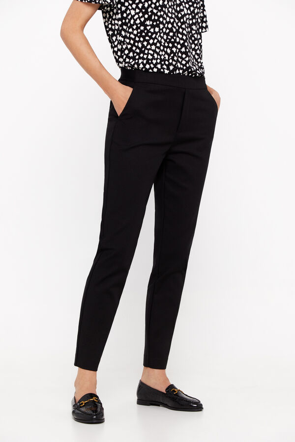 Cortefiel Straight trousers with elasticated back Black