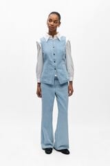 Object Striped denim gilet Blue