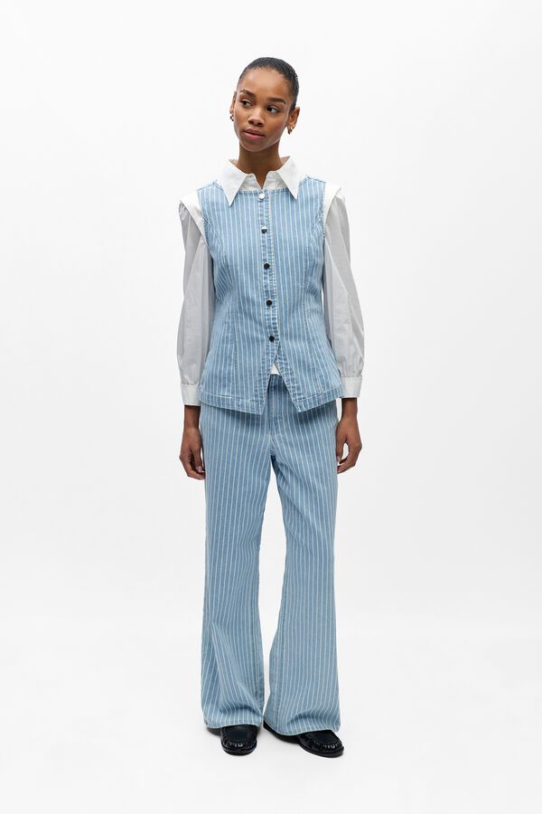 Object Striped denim gilet Blue