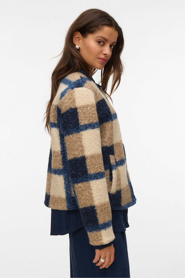 Vero Moda Casaco de borrego com estampado xadrez Azul