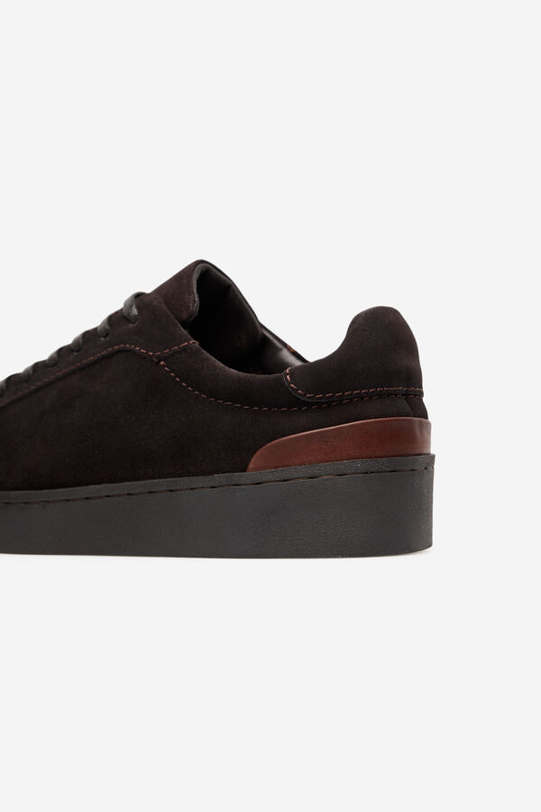Cortefiel Leather sneaker Dark brown