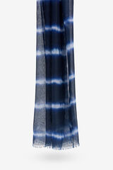 Cortefiel Tie-Dye Striped Linen Effect Scarf Blue