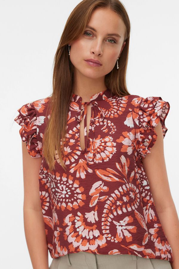 Vero Moda Sleeveless top with ruffles Brown