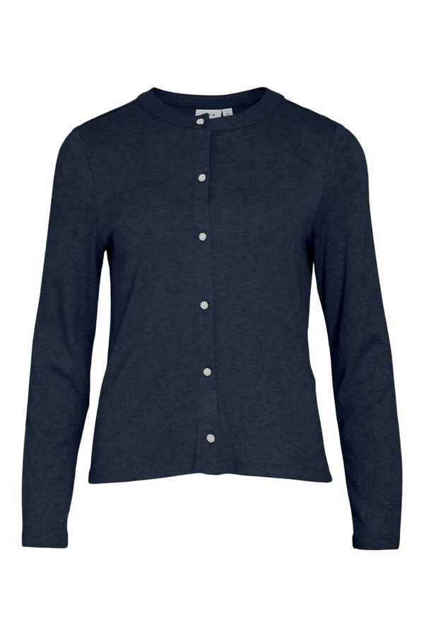 Cortefiel Buttoned jersey-knit cardigan Navy