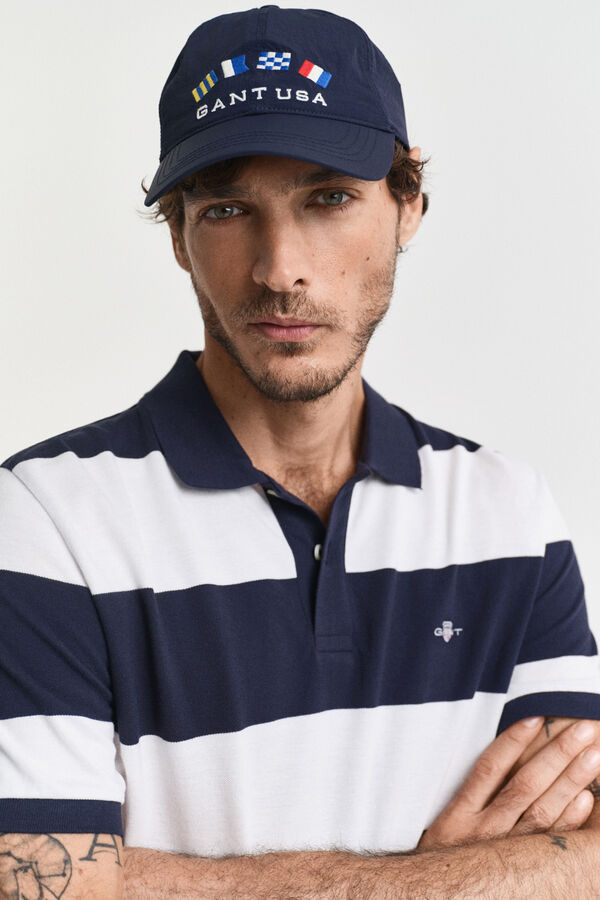 Gant Block- striped piqué polo shirt Navy