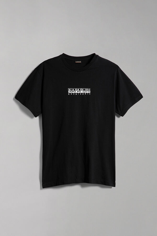 Cortefiel Box short-sleeved T-shirt Black