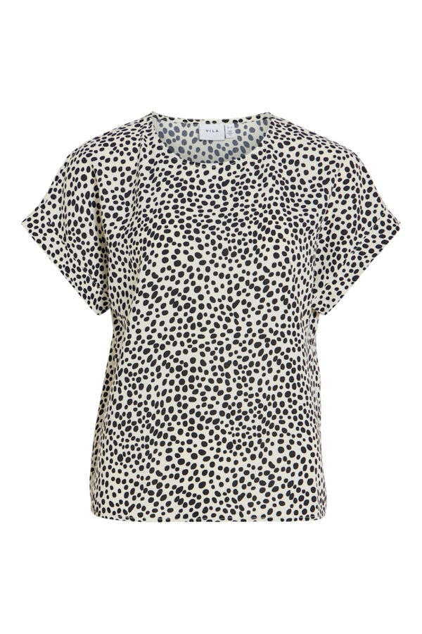 Vila Top de manga curta com gola redonda Impress&atilde;o