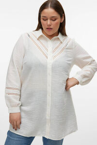 Cortefiel Curve long shirt with detail  White