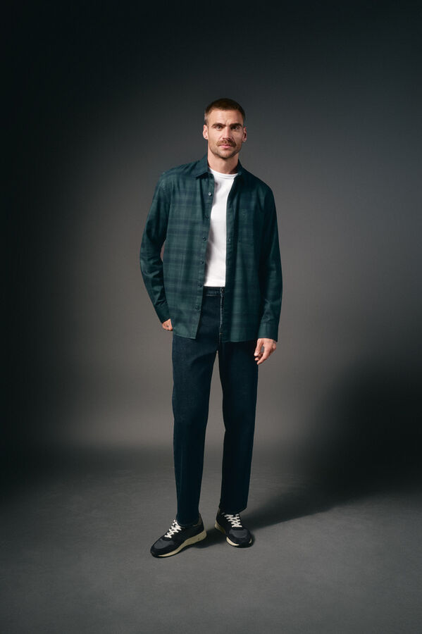 OOTO Camisa cuadros franela Turquesa