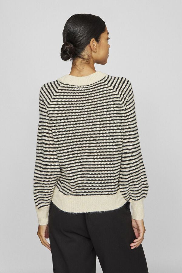 Cortefiel Striped jersey with glitter Grey