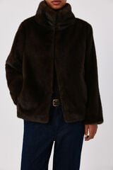 Cortefiel Faux fur jacket Dark brown