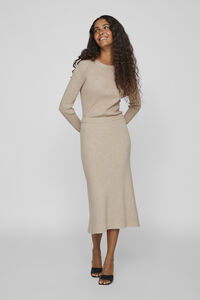 Cortefiel Ribbed knit skirt Brown