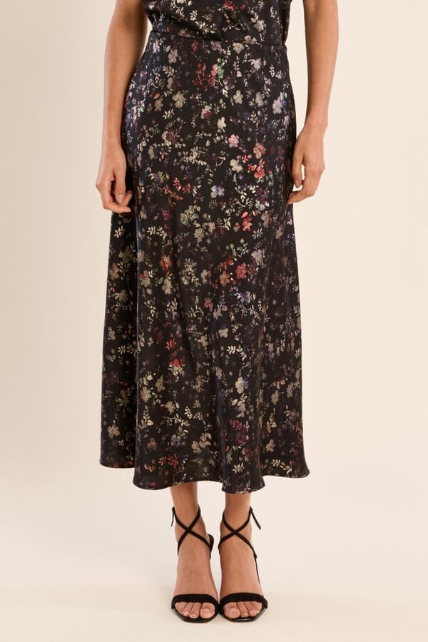 Molly Bracken Saia comprida estampado floral Preto