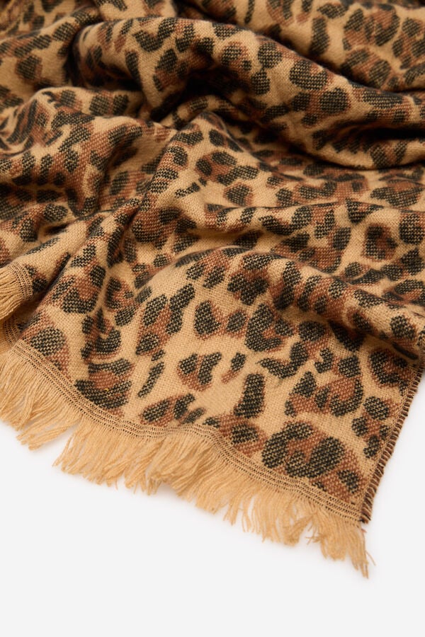 Cortefiel Animal print scarf Printed brown