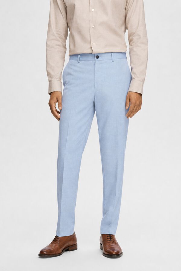 Selected Cal&ccedil;as de fato Slim Fit confecionadas com materiais reciclados.  Azul