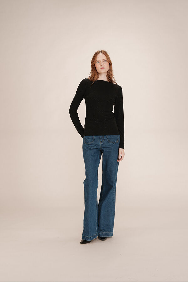 Grace & Mila Lurex glued top Black