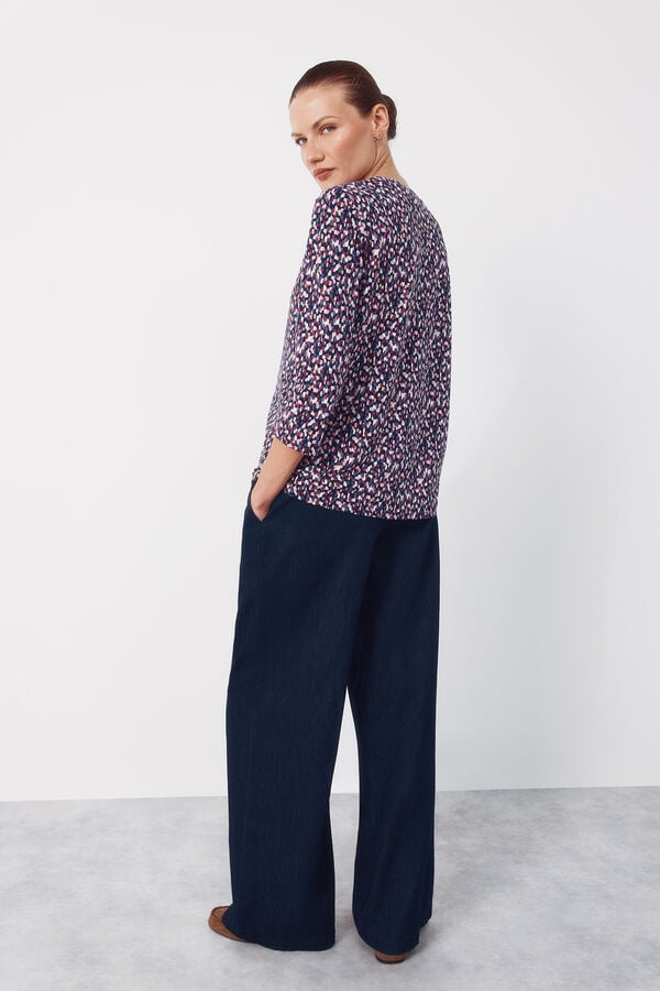 Cortefiel Basic top with mandarin collar Multicolour