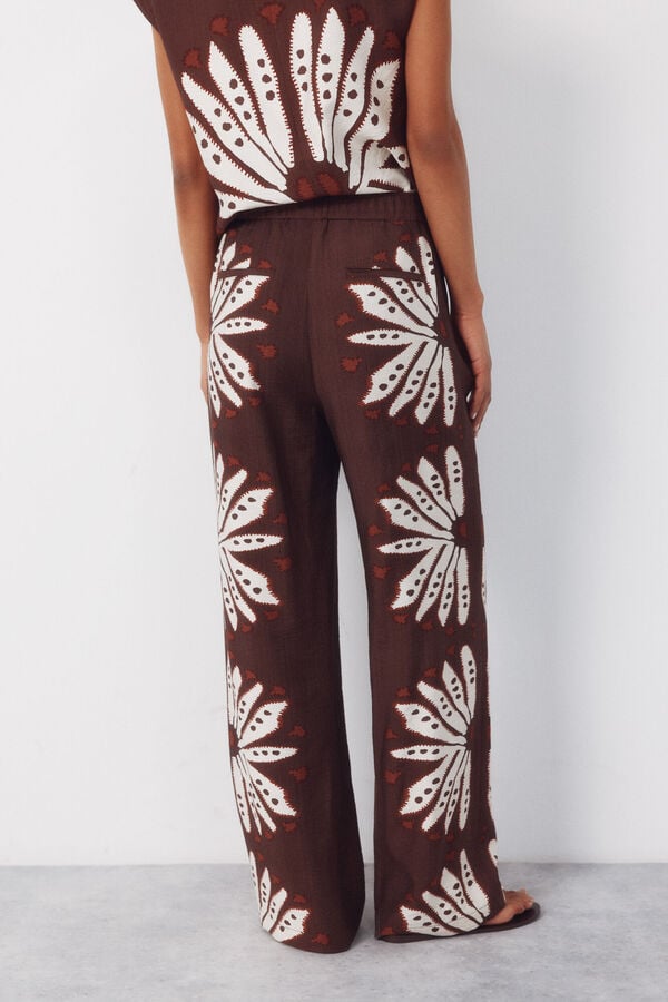 Cortefiel Print trousers positioned Printed brown