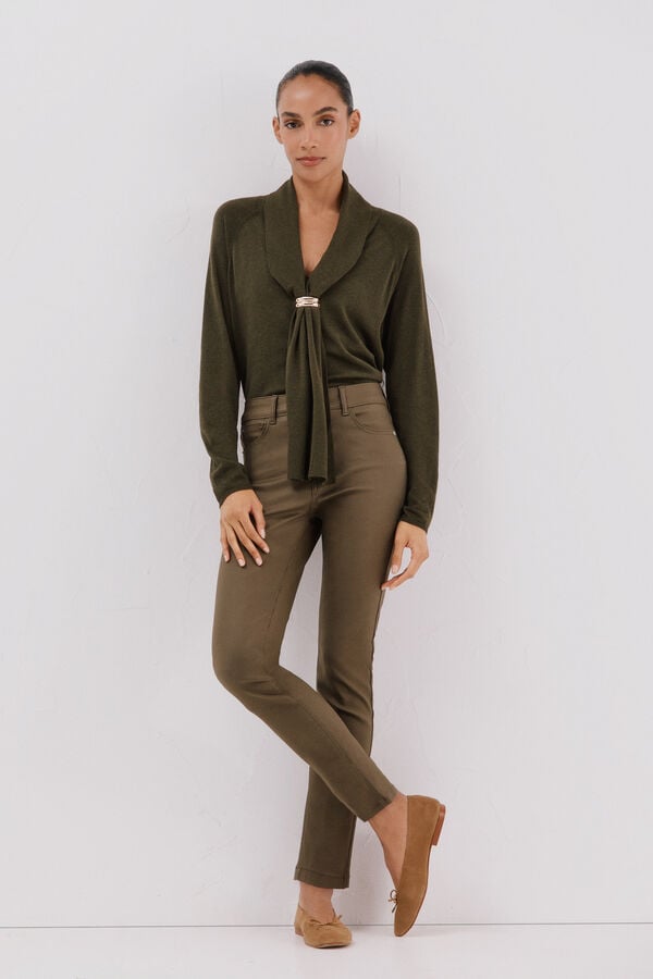 Cortefiel Sensational resin coated pants Green