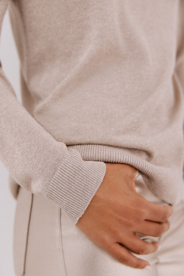 Cortefiel Suéter fino de lurex Tostado