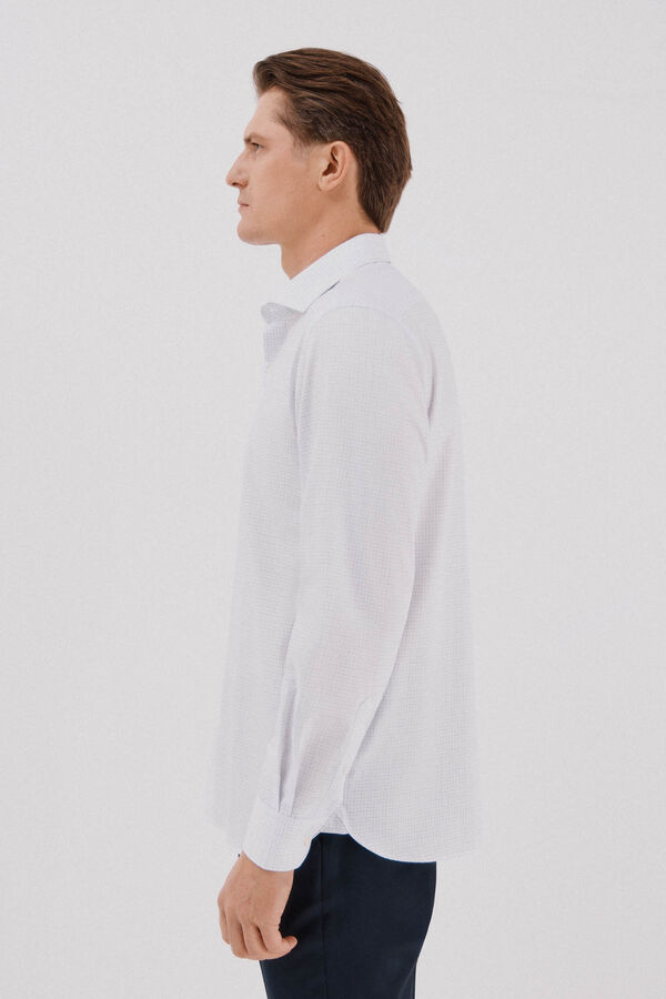 Cortefiel Easy-iron checked dress shirt Blue