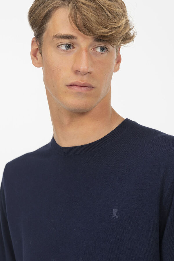 elPulpo Round neck jersey with logo mix  Navy