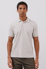Cortefiel Oxford striped polo shirt Kaki